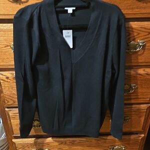 J. Jill Classic Black V-Neck Sweater